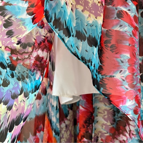 Aidan Mattox Hi Low Feather Print Strapless Chiffon Maxi Dress, size 4 - Picture 9 of 15